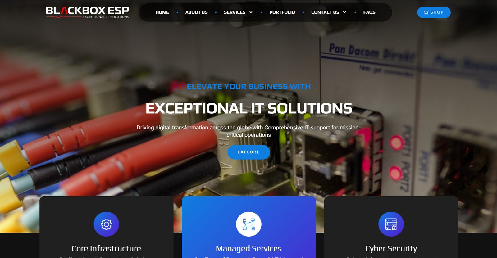 BlackBoxESP WordPress website homepage