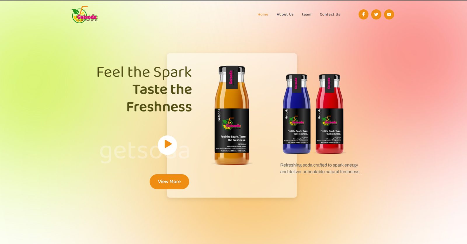 GETSoda product website homepage